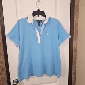 Vintage Lauren Ralph Lauren Active Polo Shirt Women’s 1X Light Blue White Collar